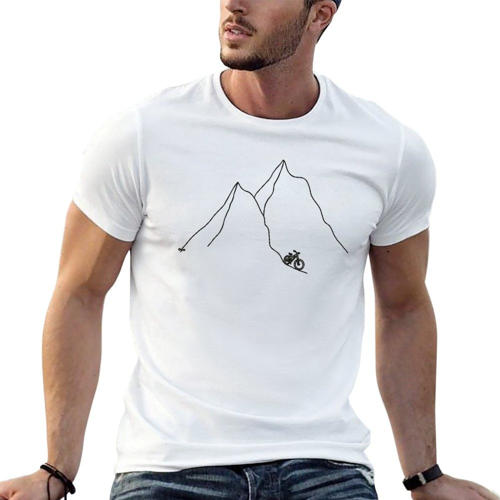Mountain Biking Holidays - เสื้อยืดลายจักรยานเสือภูเขา (ดีไซน์สีดำ) เสื้อยืดสำหรับงานปาร์ตี้วันหยุดสำหรับผู้ชาย