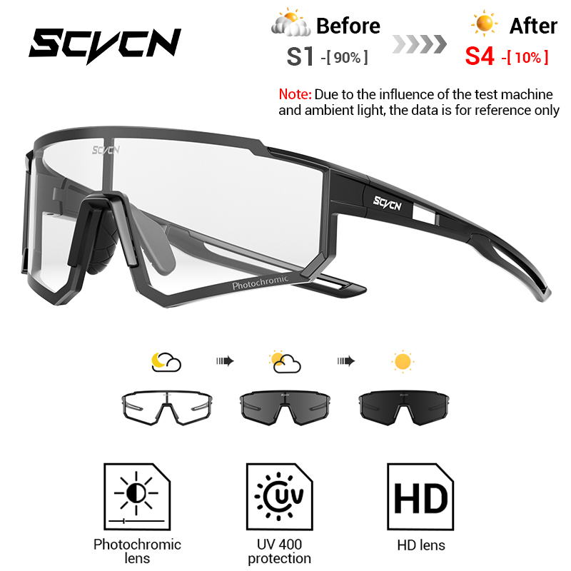 Mountain Biking Goggles - SCVCN ใหม่กลางแจ้ง Photochromic แว่นตาป้องกันขี่จักรยานแว่นตากันแดด MTB จักรยานแว่นตาผู้ชายผู้หญิงกีฬาจักรยาน