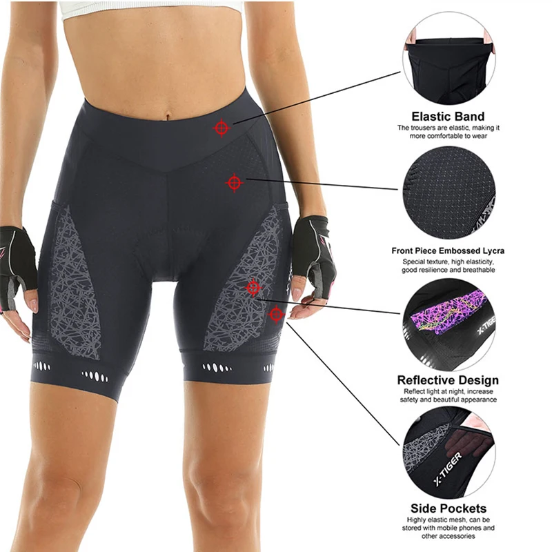 X-TIGER ผู้หญิงกางเกงขาสั้นขี่ - Mountain Biking Shorts Women บทวิจารณ์และราคา